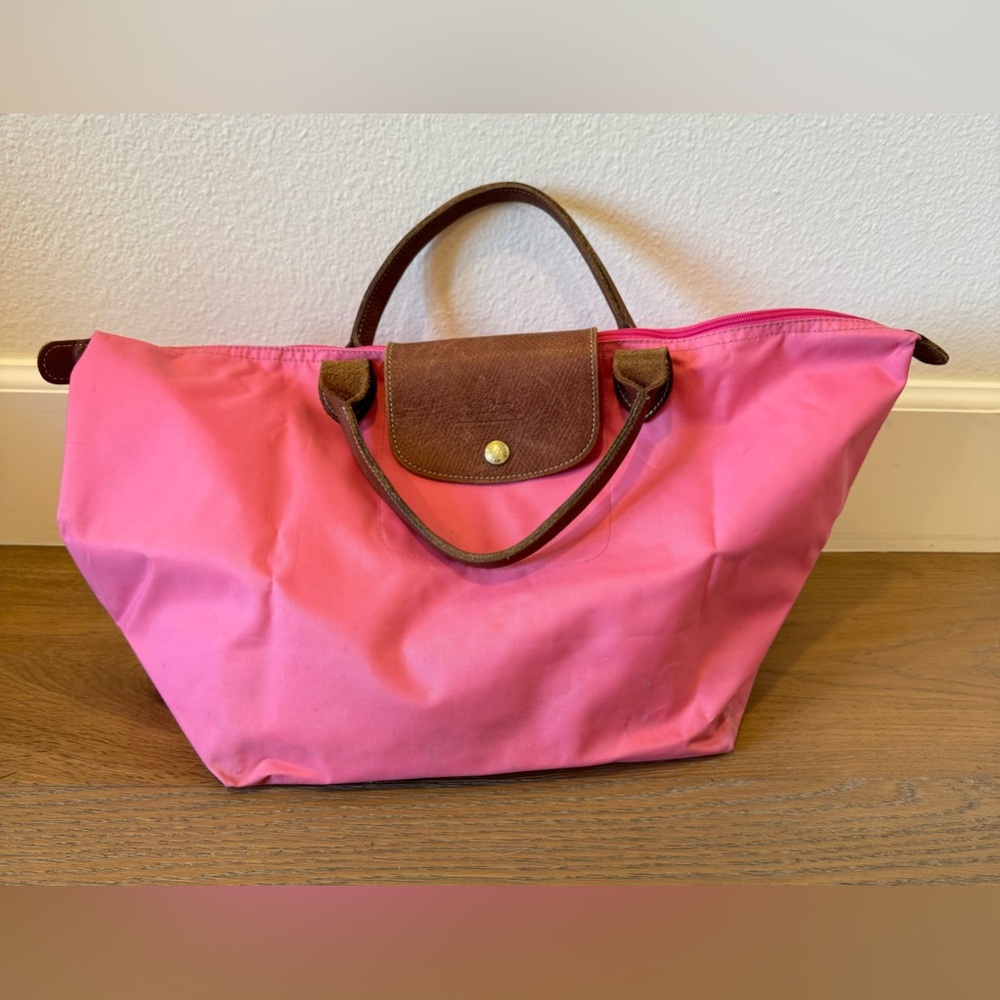 Longchamp le Pliage Pink Medium Nylon Tote Bag